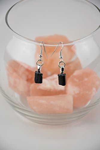 Rough Black Tourmaline Drop Earrings