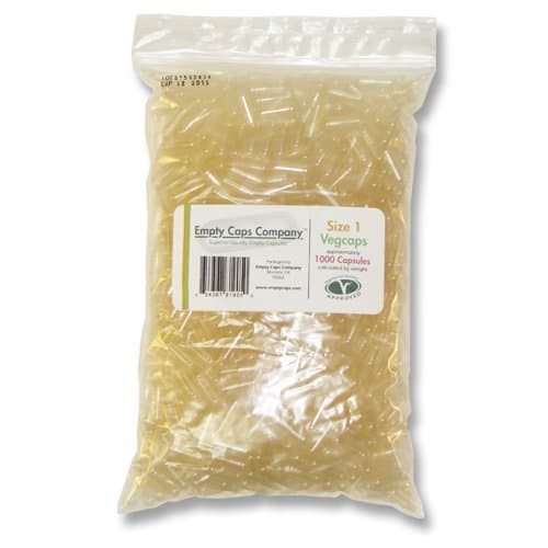 1000 Empty Vegetarian Vegetable Veg Capsules Size 1 Clear