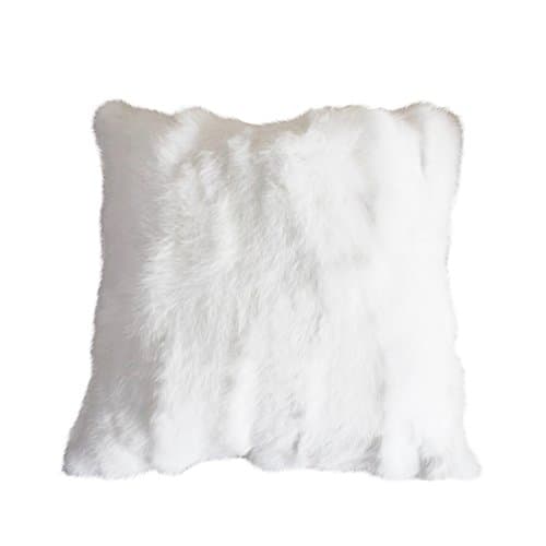 Customized Real Natural Rabbit Fur Sofa Pillow Case Decorative Cushion Cover,Natural White,20inch20inch