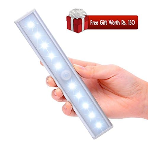 Hemito Wireless Battery Operated LED Motion Sensor Light With PIR Sensor for Closets/Cabinets (Color may vary)