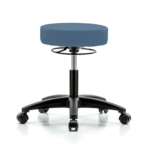 Perch Life Rolling Height Adjustable Stool For Lab Medical Office Spa Salon Kitchen Garage 20.5" - 28" (Stationary Caps/Newport Fabric)