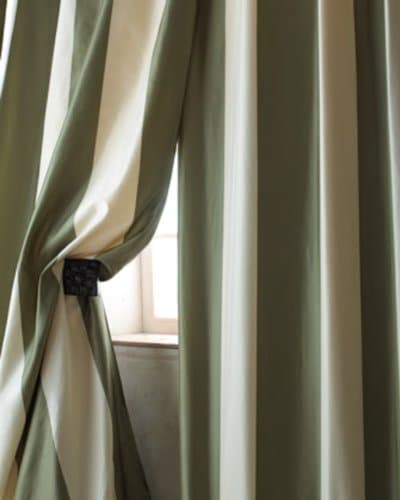 Hampton Ivory & green striped silk tafetta curtain/panel/drape (52"W X 96"L)