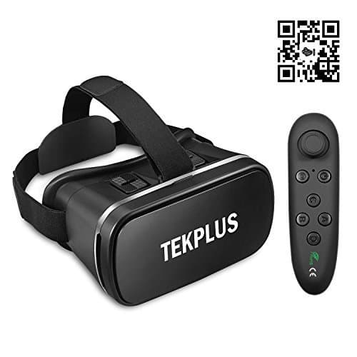 VR Headset, TEKPLUS Virtual Reality Headset with Remote Controller 3D VR Goggles Glasses for 3D Movies Video and Games for 4.0 - 6.0 inches IOS Apple iPhone and Android Smart phones
