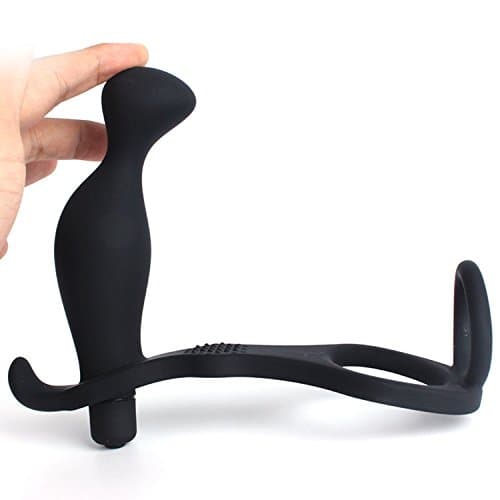 CatMeter Silicone Prostate Massager for Men - Anal &amp; Testicles Stimulator 10 Speed Vibration Massage Delay Ring