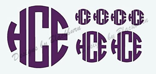 Circle Monogram Decal Multiple Sizes Set of 7