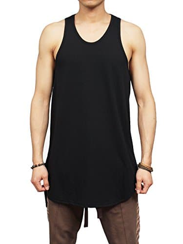 Over Long Unbalanced Side Vented Split Hem Sleeveless Tank Top