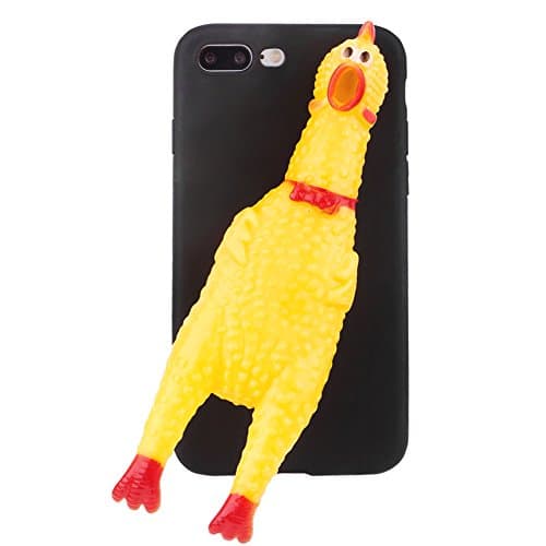 iphone 7 plus 5.5 inch Case 3D Funny Decompression Release Stress Cute Soft TPU Skin Cover for iphone 7 -5.5 inch (black Screaming chicken)