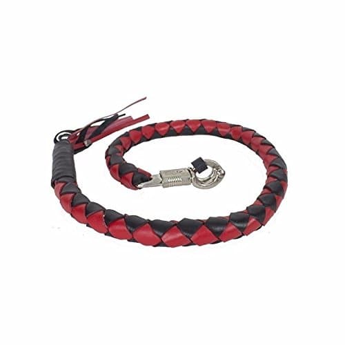 3" THICK BIKER BLACK & RED 40" LEATHER GET BACK WHIP MOTORCYCLE WHIP OLD SCHOOL
