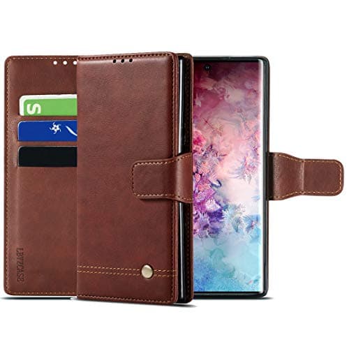 LBYZCASE Case for Galaxy Note 10 Plus(10+)/Note 10 Pro,Folding Flip Leather Wallet Protective Phone Cover with Card Slots Kickstand Magnetic Closure for Samsung Galaxy Note 10 Pro/10 Plus(Brown)