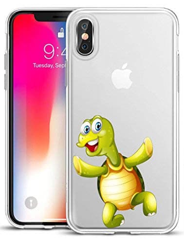 Iphone X Case Turtle Design Pattern Clear Transparent Protective Bumper Tpu Soft Phone Case 5.8" (Turtle)
