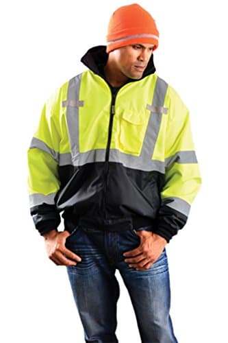 CLASSIC Three-Way BLACK BOTTOM Bomber Jacket - Class 3 - Hi-Viz Yellow-LARGE