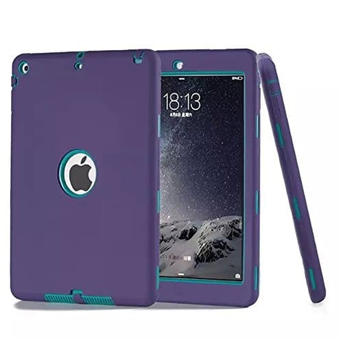 Ipad 6/Air 2 Case ,Tonerone Armor Kickstand 3-Layer Shockproof Sides and Corners Fully Wrapped Anti-dust Scratching Resistant Protective Back Cover Case For Apple Ipad 6/Air 2 PurPle
