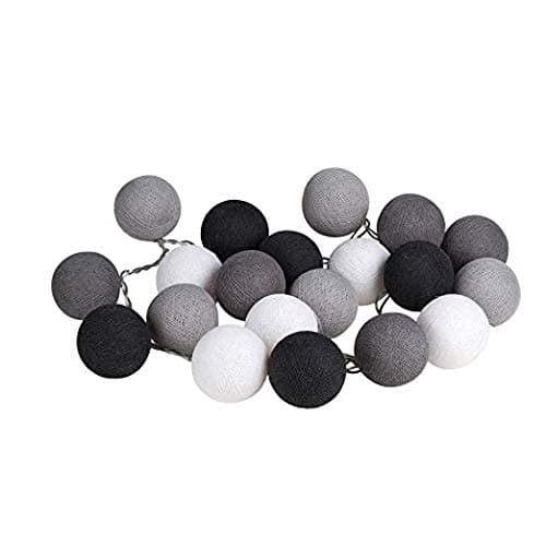 BYBYCD String Lights 20LED Cotton Ball String Night Lights for Bedroom and Nursery Cradle Decor Children's Fairy String Light, Wedding Romantic Strip Garden Party Home Decor (Grey)