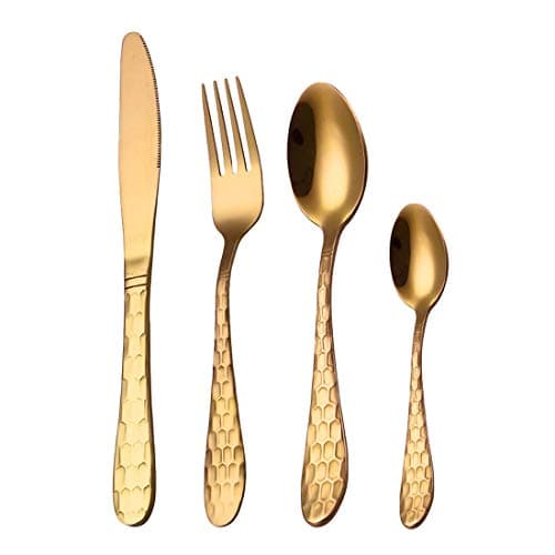 Dinnerware Sets - Gold Rainbow Black Cutlery Stainless Steel Dinnerware Tableware Silverware S Dinner Knife and K - Yellow Four Clear Animals Polish Butterfly Pioneer Woman Colorful Melamine
