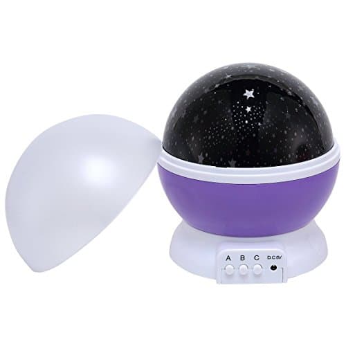 CEStore Night Lighting Lamp [ 4 LED Beads, 3 Model Light] Romantic Rotating Cosmos Star Sky Moon Projector, Ideal for Decorating Wedding, Birthday, Parties and Christmas Gift-Purple