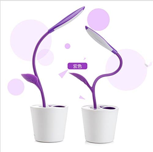 Half off Touch-sensitive Dimmable USB LED Desk Lamp 3 Level of Brightness Table Light with Sapling Pen Holder for Bedroom Office (Purple)