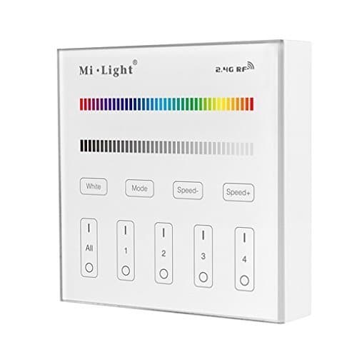 Langboss AC90~110V Wall-mounted 2.4G Wireless 4-zone RGB/RGBW Touch Panel Smart LED Controller for Mi-Light RGB/RGBW Series LED Strip Light,Bulb,Spotlight and Down Light