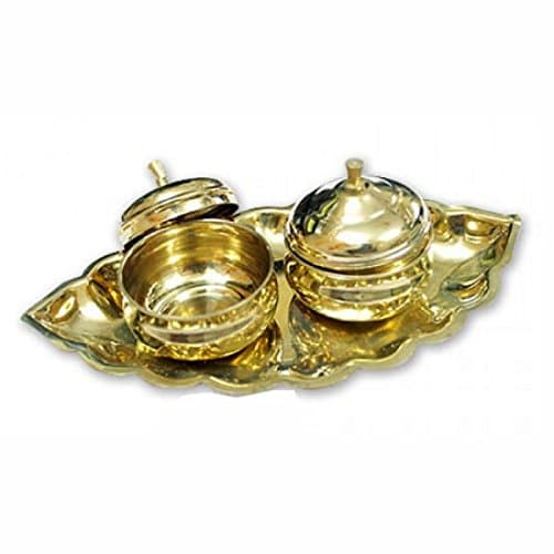Haldi Kumkum Container Set In Brass