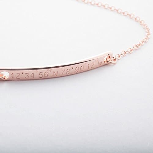 Customized Coordinate Bar Bracelet Dainty Personalized Gift Bar Plate Delicate Initial Charms Christmas Gift Best Graduation Day Gift