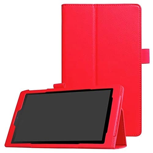 Folio Case for Amazon Fire HD 8 Tablet (2017 and 2016 Release, 7th / 6th Generation) (Red）