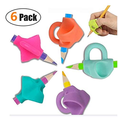 Pencil Grips, Original Breakthrough Assorted Writing Aid Grip Trainer Posture Correction Finger Grip for Kids Preschoolers Children Adults Special Needs for Lefties or Righties(6PCS)