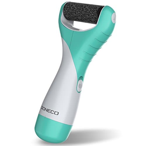 DONECO Electric Foot File - Premium Pedicure Set Includes 2 Roller Heads for Easy Home Pedicure - Wireless Design Offers Total Versatility - Fast, Comfortable Results - High Quality Ergonomic Design