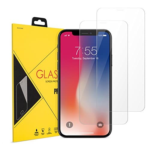 iPhone X Screen Protector HD Hard Tempered Glass Anti-Scratch High Definition Bubble Free Screen Protectors for Apple iPhone X [2 Pack]