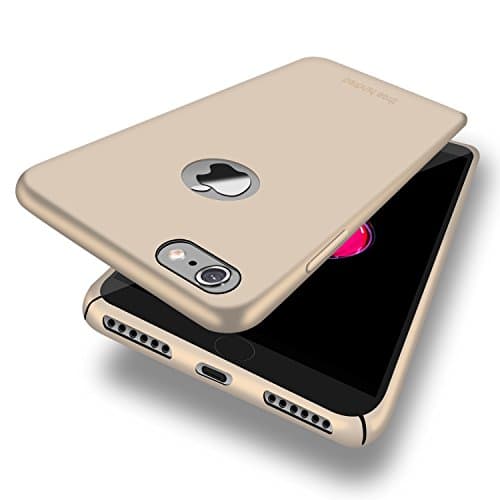 iPhone 7 Case / iPhone 8 Case, Lightweight Full Coverage Protective Built-in Matel Plate Rubberized Coating Microfiber Lining Hard Case for Apple iPhone 8 (Gold)