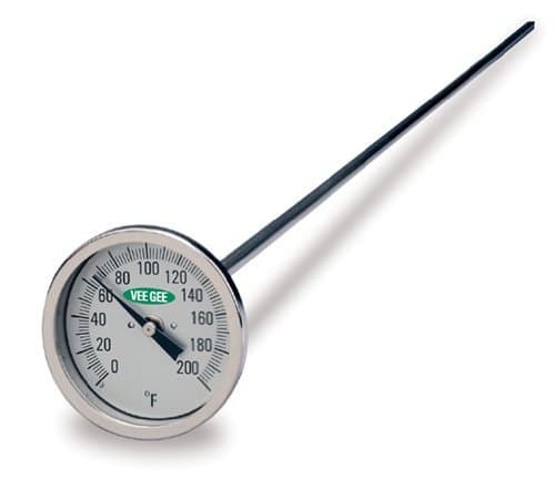 VeeGee Dial Compost Thermometer, with Glass Face, 36 Stem, 3 Dial, 0 to 200 Degrees F by Vee Gee Scientific