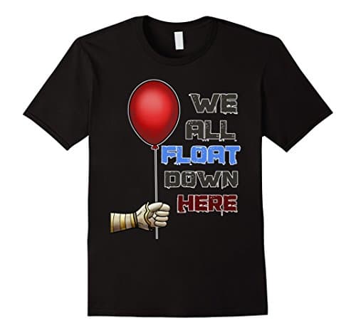 Mens We all float down here - Scary Clown Red balloon T Shirt 3XL Black