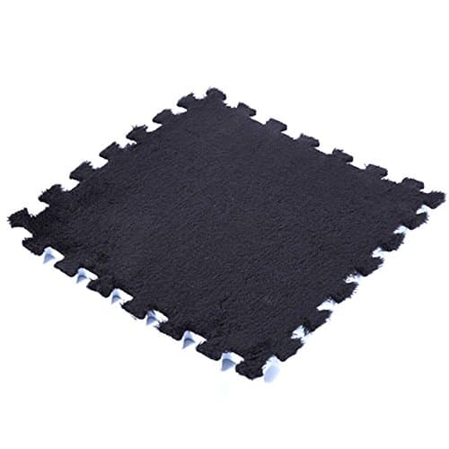 JYCRA Interlocking Foam Mats,9 Fluffy Carpet Interlocking Floor Tiles Plush Area Rug Ideal for Nursery Décor, Baby Room, Playroom and Kids Room (Black)