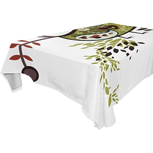 BYouLockX Green Bird Pattern Rectangle Tablecloth 54x72(in)