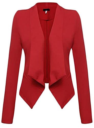 XTT Women's Lightweight Basic Long Sleeve Open-Front Blazer Red S