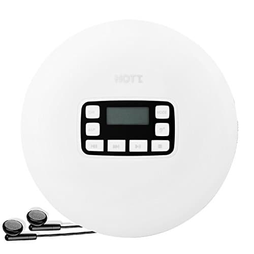 HOTT CD611 Portable CD Player With LED Display, Anti-Skip Protection, Shockproof Function Personal Compact Disc CD Walkman With Headphone Jack And Power Adapter (White)