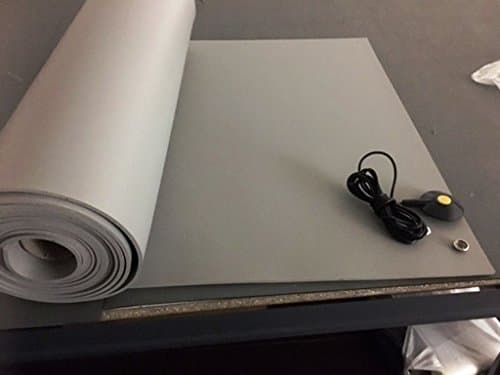 3 Layer ESD Anti Static Vinyl Mat with Ground Cable (20" x 24") - Gray