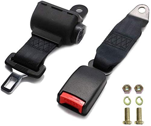 FIREDOPE 2 Point Adjustable Retractable Seat Safety Belt Harness Kit Single Double Seat Lap Seatbelt Universal for Go Kart UTV Buggie Club Vehicle Truck Black