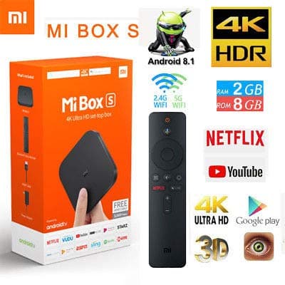 Mi Box S Android TV 8.1 with Google Assistant Remote - 4K HDR - Wi-Fi - Bluetooth 4.2 8 GB - Black