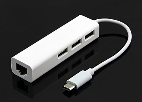 USB C Ethernet MacBook Adapter, USB Hub with LAN Network Converter up to 10/100 Gigabit for MacBook Pro and More Type-C Devices (White)
