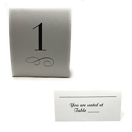 Guest Table Seating Bundle with 100 Seating Table Cards and Table Number Cards, numbers 1-24