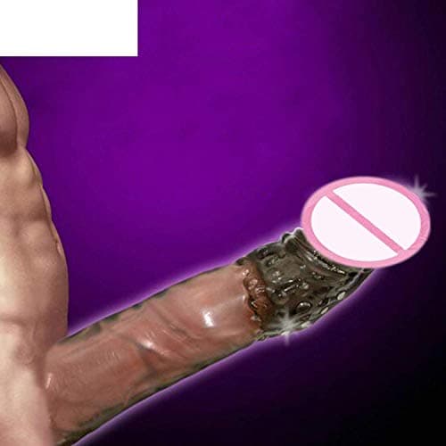 BXCZA tshirt Silicone Reusable s Extend Soft D-ick Ring Male Pênňís Extension Sleeves Sexxxt-Toys for Man,Transparent
