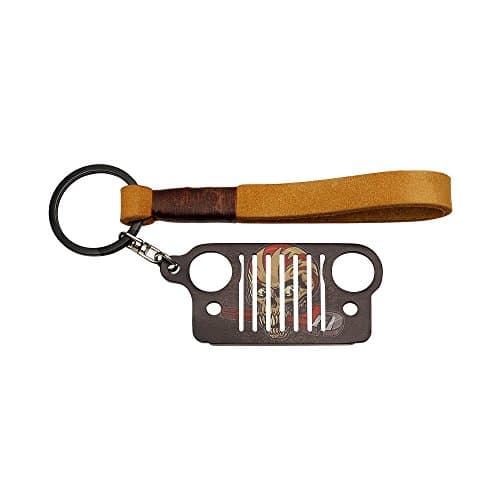 Skull Classic Leather with Key Chain | Wild，Elegant, Timeless, Multi-ring Capable Keychain (Yellow)