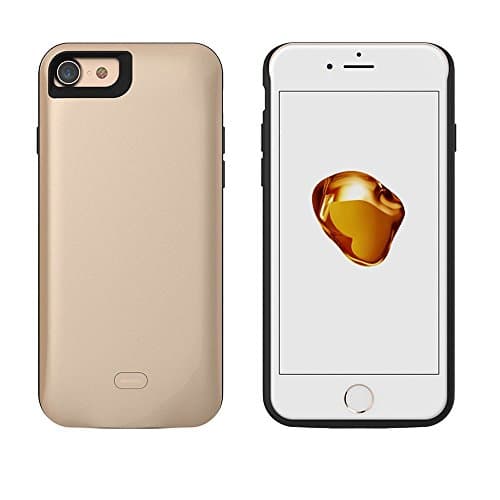 iPhone 7 Battery Case- Gomeir Ultra Slim Charging Case High-Capacity 5200mAh External Battery Case for iPhone 7 (Build-in Magnetic Works with Magnetic Car Phone Mount Holder) (Gold)