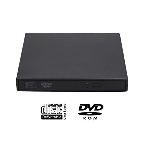 Juanery Upgraded External CD Drive,Protable USB 2.0 External CD-RW Drive DVD-R Combo Burner Writer Player For Windows 2000/XP/Vista/Win 7/Win 8/Win 10,Ultra Notebook PC Desktop Computer (Blac