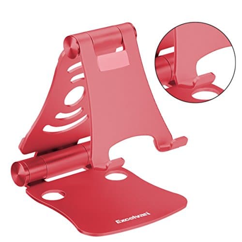 Excelvan Foldable Tablet Phone Stand, Nintendo Switch Stand Desk Holder for iPad Air Pro iPhone X 8 7 6 Plus Samsung Galaxy Tab Android Smartphones Tablets (4-10 Inch) E-Readers - Red