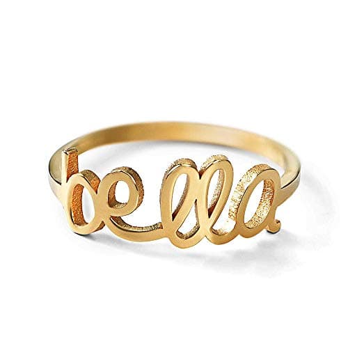 PEIMKO 925 Sterling Silver Personalized Name Ring - Custom Made with Any Name Size 6-12"- Gift for Mothers Her