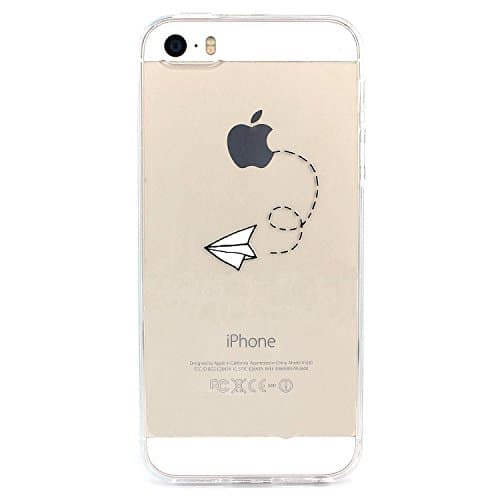 iPhone SE Case Clear, Vect iPhone 5s Case TPU Soft Shock-Absorption Scratch-Resistant Clear Slim Protective Cover for iPhone SE iPhone 5s 4 inch(Paper Plane)