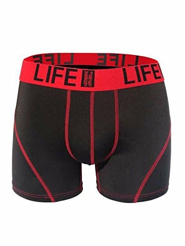 Life Authentic Apparel 3 Pack Performance Black-Red Boxer Briefs With Moisture Wicking and Climate Control