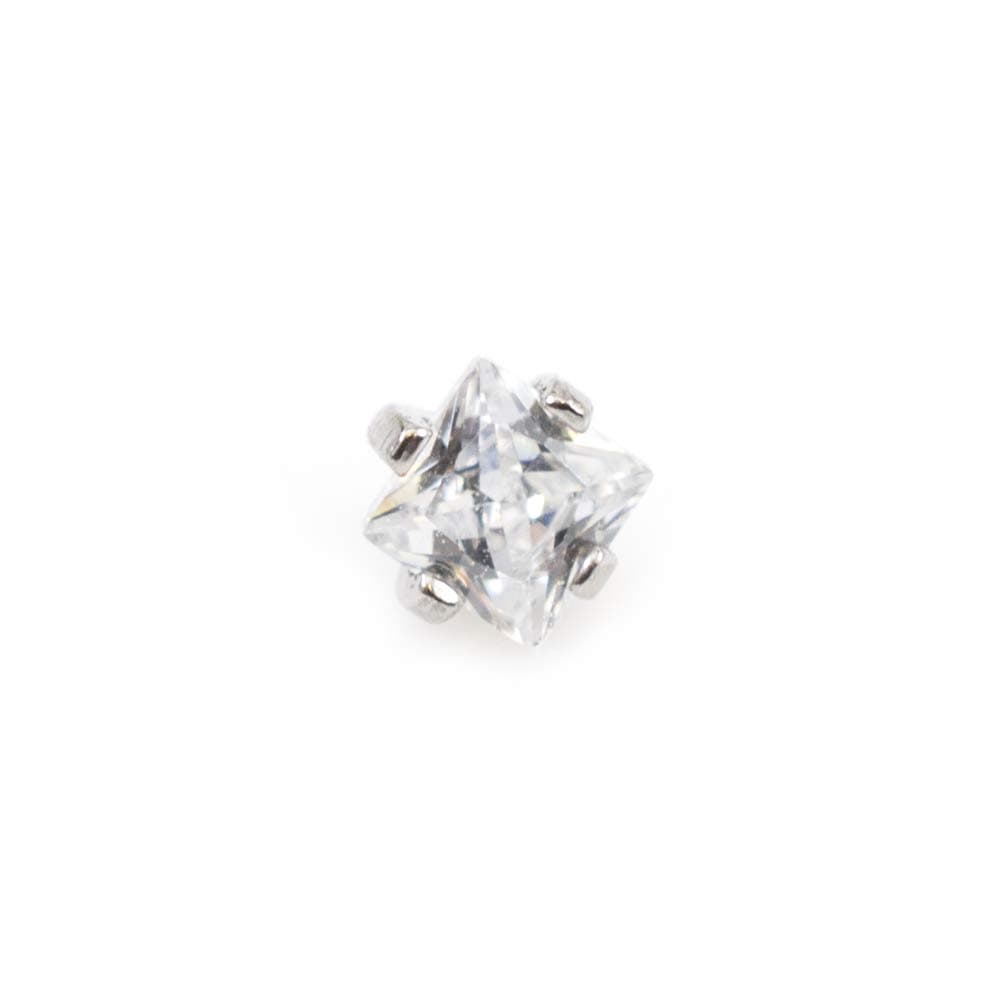 Clear Square Jewel Internally Threaded Dermal Top 2mm