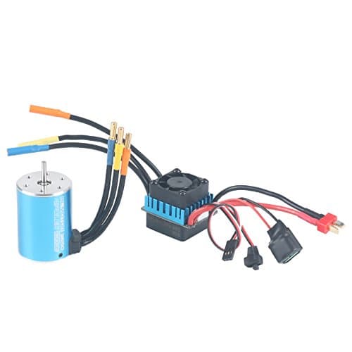 3650 3100KV Sensorless Brushless Motor and 60A ESC Speed Controller 3.175mm Shaft for 1/10 1:10 RC Racing Car Off-Road Truck Vehicle by RCRunning
