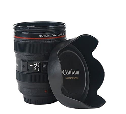 Camera Lens Coffee Water Mug Cup Black Boxed Camera Len Look Mug.